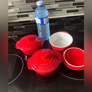 Red Ceramic Casserole Dish Set 3